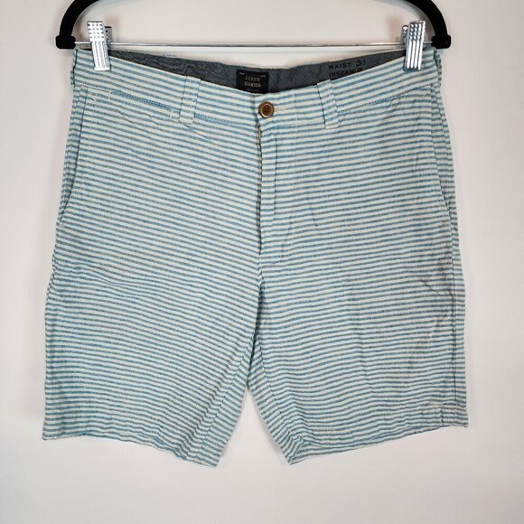 J. Crew Men's Stanton Striped Linen Blend Boat Shorts Preppy Summer Coastal 31 - Picture 2 of 10